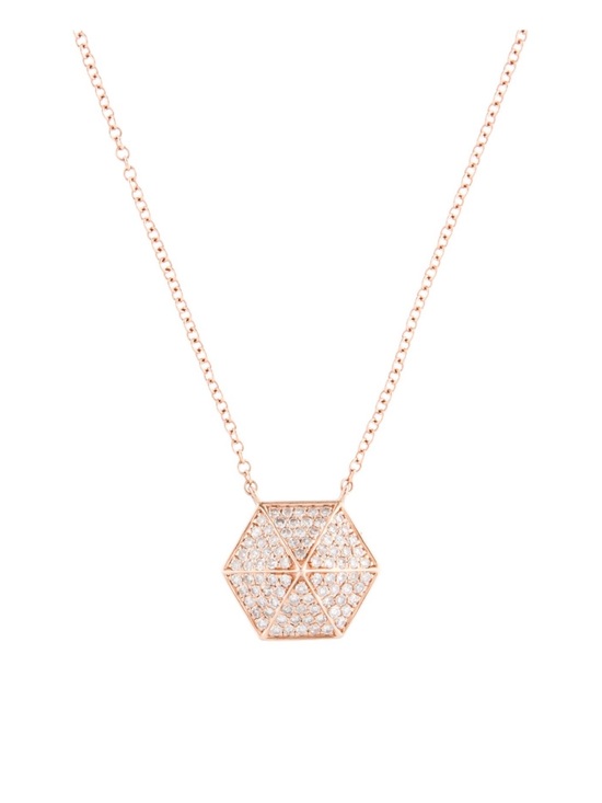 Jewelry - 14K Rose Gold Hexagon Diamond Necklace